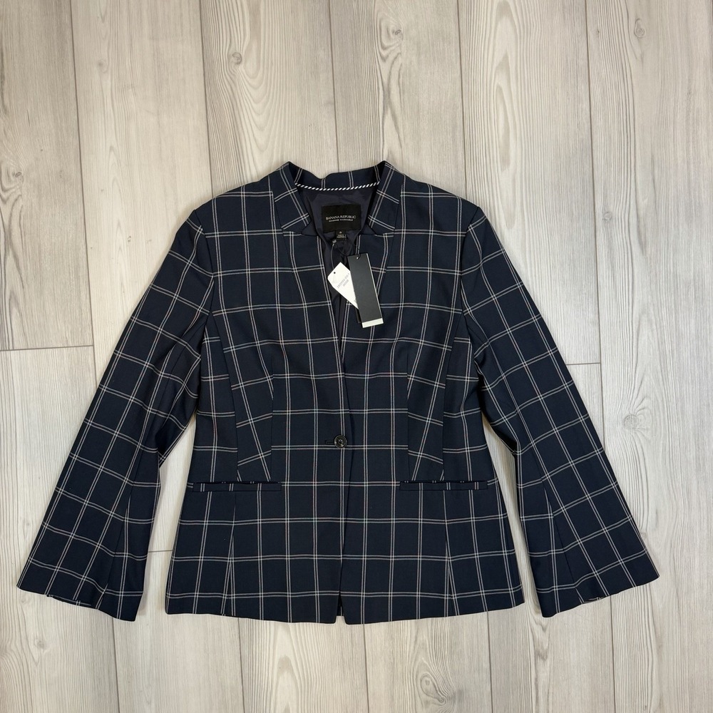NWT Banana Republic 8 Long & Lean-Fit Machine-Washable Inverted Collar Blazer